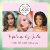 Roze Script Logo en Drie Foto Make-up Studio Raamsticker (Vel 3)