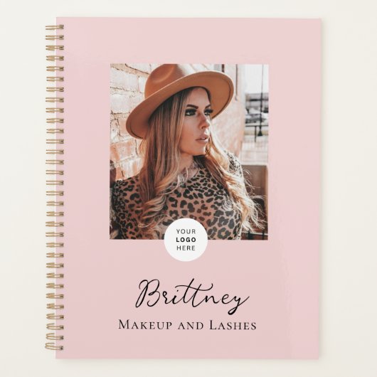 Roze Script Logo Foto Make-up Aanpasbaar Planner (Voorkant)