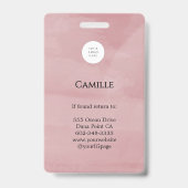 Roze Script Logo Foto Make-up Badge (Achterkant)