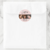 Roze Script Logo Foto Make-up Ronde Sticker (Tas)