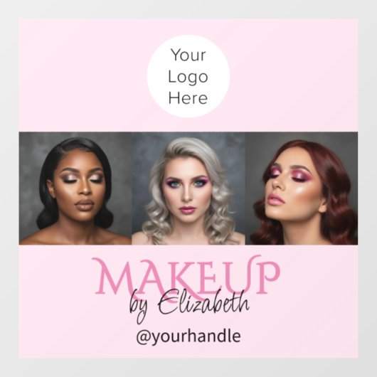 Roze Script Logo Foto Make-up Studio Raamsticker (Vel)