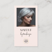 Roze Script Logo QR Code Foto Make-up Visitekaartje (Voorkant)