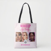 Roze Script Logo QR Code Foto Waterverf Make-up Draagtas (Voorkant)