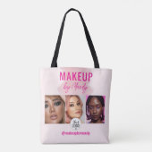 Roze Script Logo QR Code Foto Waterverf Make-up Draagtas (Achterkant)