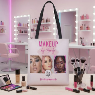 Roze Script Logo QR Code Foto Waterverf Make-up Draagtas