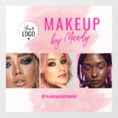 Roze Script Logo QR Code Foto Waterverf Make-up Raamsticker (Vel)