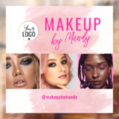 Roze Script Logo QR Code Foto Waterverf Make-up Raamsticker (Vel 2)