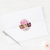 Roze Script Logo QR Code Foto Waterverf Make-up Ronde Sticker (Envelop)