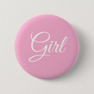 Roze Script Meisje Baby Shower Geslacht Onthulling Ronde Button 5,7 Cm