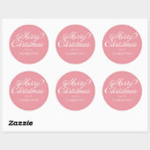 Roze Script Modern Merry Christmas Ronde Sticker (Vel)
