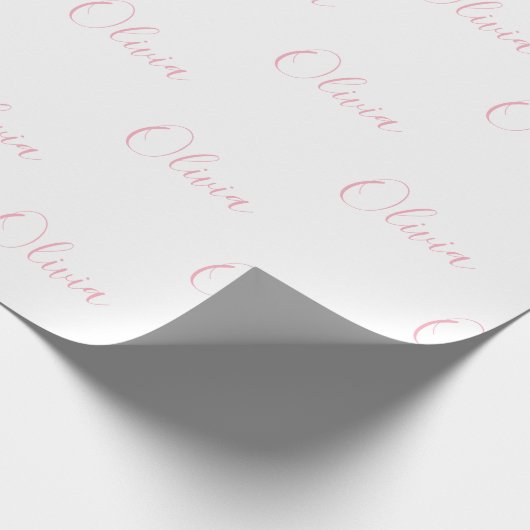 Roze Script Name Girly Elegant Cadeaupapier (Hoek)