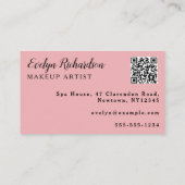 Roze Script QR Code Foto Make-up Visitekaartje (Achterkant)