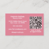 Roze Script QR Code Foto Make-up Visitekaartje (Achterkant)