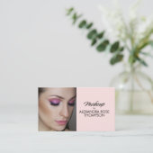 Roze Script Qr Code Social Icon Make-up Visitekaartje (Staand voorkant)