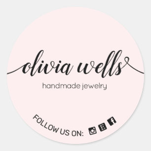 Roze Script Signature Social Media Classic Round Ronde Sticker