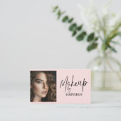 Roze Script Sociale Icoon QR Code Foto Make-up Visitekaartje (Staand voorkant)