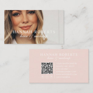 Roze Script Sociale QR Code Foto Haar Make-up Visitekaartje