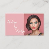 Roze Script Sociale QR Code Foto Make-up Visitekaartje (Voorkant)
