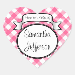 Roze Script -Uit de keuken van- Jar/Label Hart Sticker