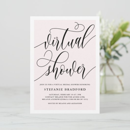  roze Script virtuele Shower | VRIJGEZELLENFEEST Kaart (Staand voorkant)