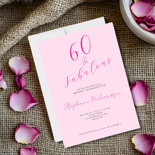 Roze Script Zestig en Fabulous 60e Verjaardagsfees Kaart