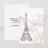 Roze Scrolls en Eiffeltoren Kaart (Voorkant / Achterkant)