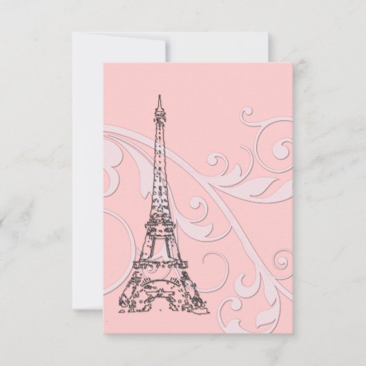 Roze Scrolls en Eiffeltoren Kaart (Voorkant)