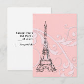 Roze Scrolls en Eiffeltoren Kaart (Voorkant / Achterkant)