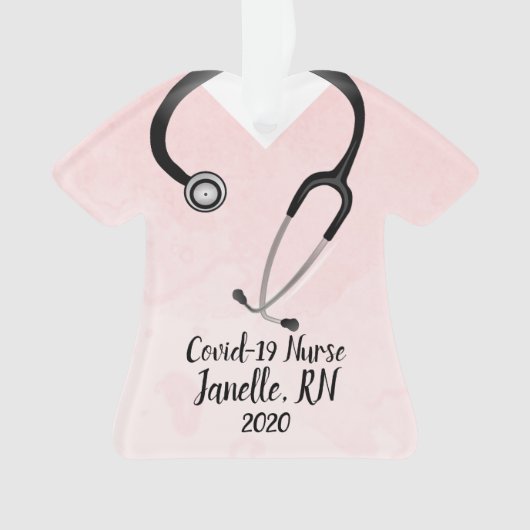 Roze Scrub Top Nurse 2020 Ornament (voorkant)