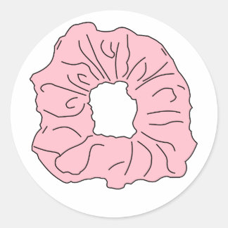 Roze scrunchie ronde sticker