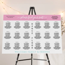 Roze Seafoam Blauw 18 Tafel Trouwstoelindeling Gra