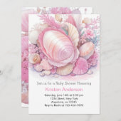 Roze Seashell Adventure Seashore Meisje Baby showe Kaart (Voorkant / Achterkant)