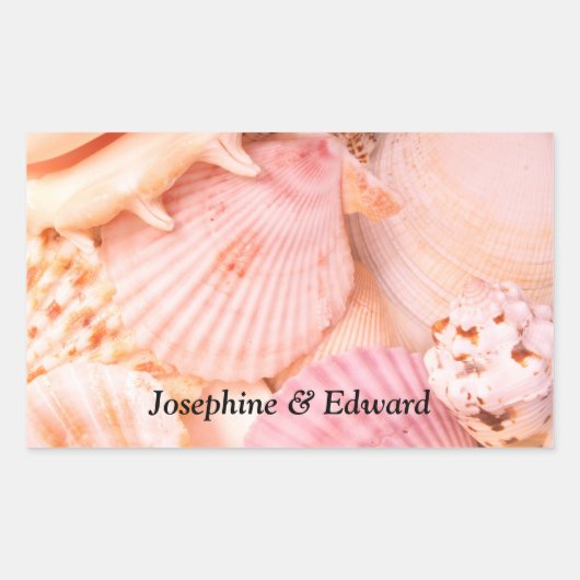 Roze Seashells Rechthoekige Sticker (Voorkant)