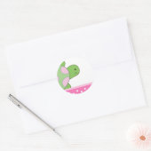 Roze Seaturtle ZEE SCHILDPAD Envelope Seals Ronde Sticker (Envelop)