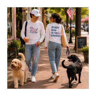 Roze Seersucker Lachende Honden Silhouet T-shirt