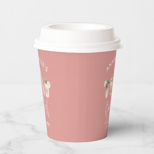 Roze, semimodern cocktailscript vrijgezellenfeest papieren bekers (Rechts)