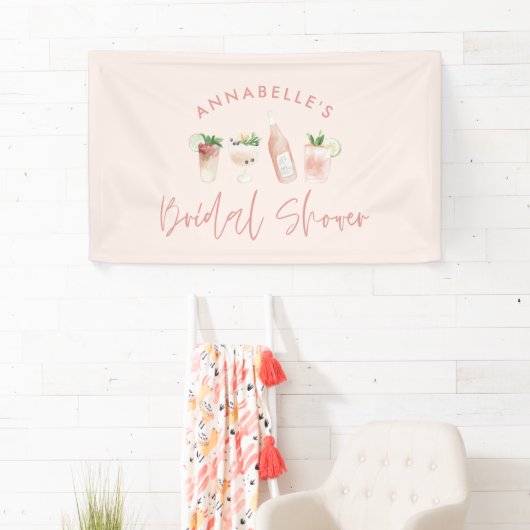 Roze, semimodern cocktailscript vrijgezellenfeest spandoek (Insitu)