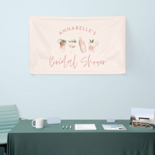 Roze, semimodern cocktailscript vrijgezellenfeest spandoek (Beurs)