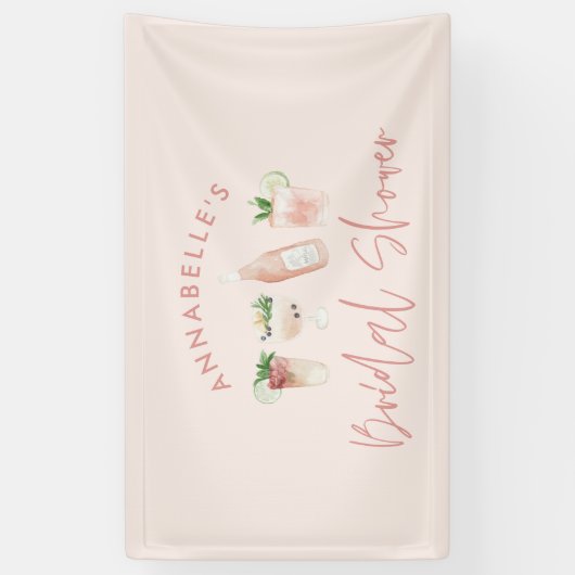 Roze, semimodern cocktailscript vrijgezellenfeest spandoek (Verticaal)