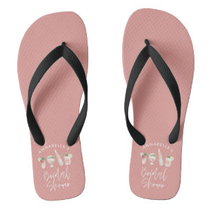 Roze, semimodern cocktailscript vrijgezellenfeest teenslippers