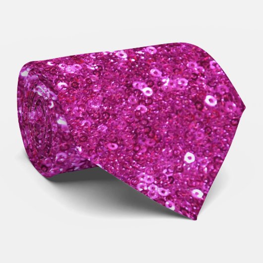 roze sequenties stropdas (Opgerold)