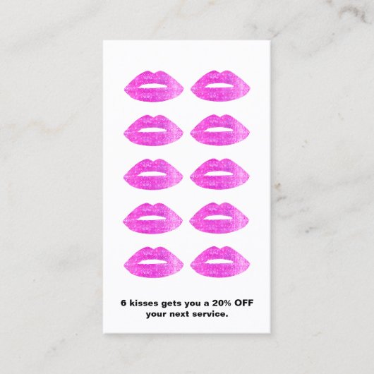 Roze Sequin Lips Salon Loyalty 10 Punch Card (Voorkant)