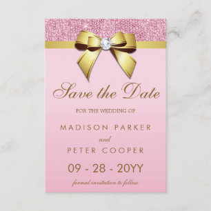 Roze Sequins Gouden Boog Save De Datum Bruiloft The Date