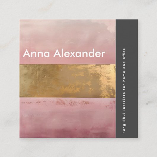 Roze sereniteit ontwerp 2 vierkante visitekaartje (Voorkant)