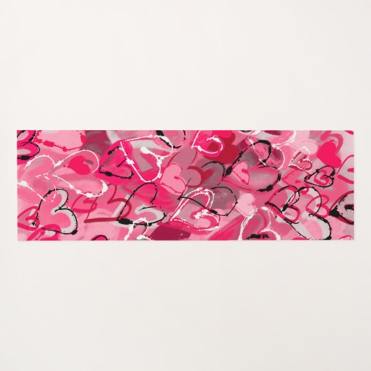 Roze Serenity: Speelse Graffiti Love Hearts Yogamat (Achterkant (horizontaal))