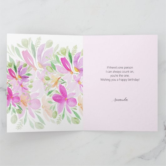 Roze Sering Moderne Boho Waterverf Bloemig Kaart (Binnen)