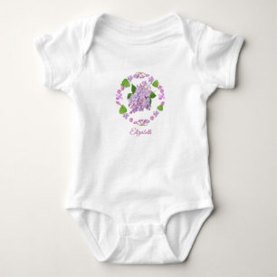 roze seringen met knoppen en bladeren cirkel aquar romper