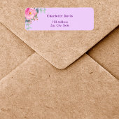 Roze seringen roos bloemig groen retouradres etiket