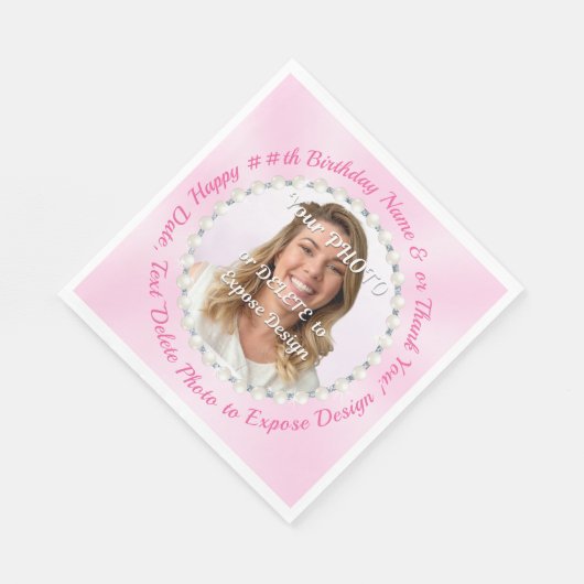 Roze servetten papier. Aangepaste servetten met FO (Hoek)