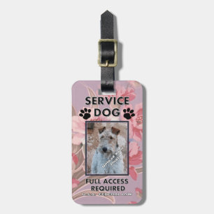 Roze Service Dog Foto ID Bagagelabel